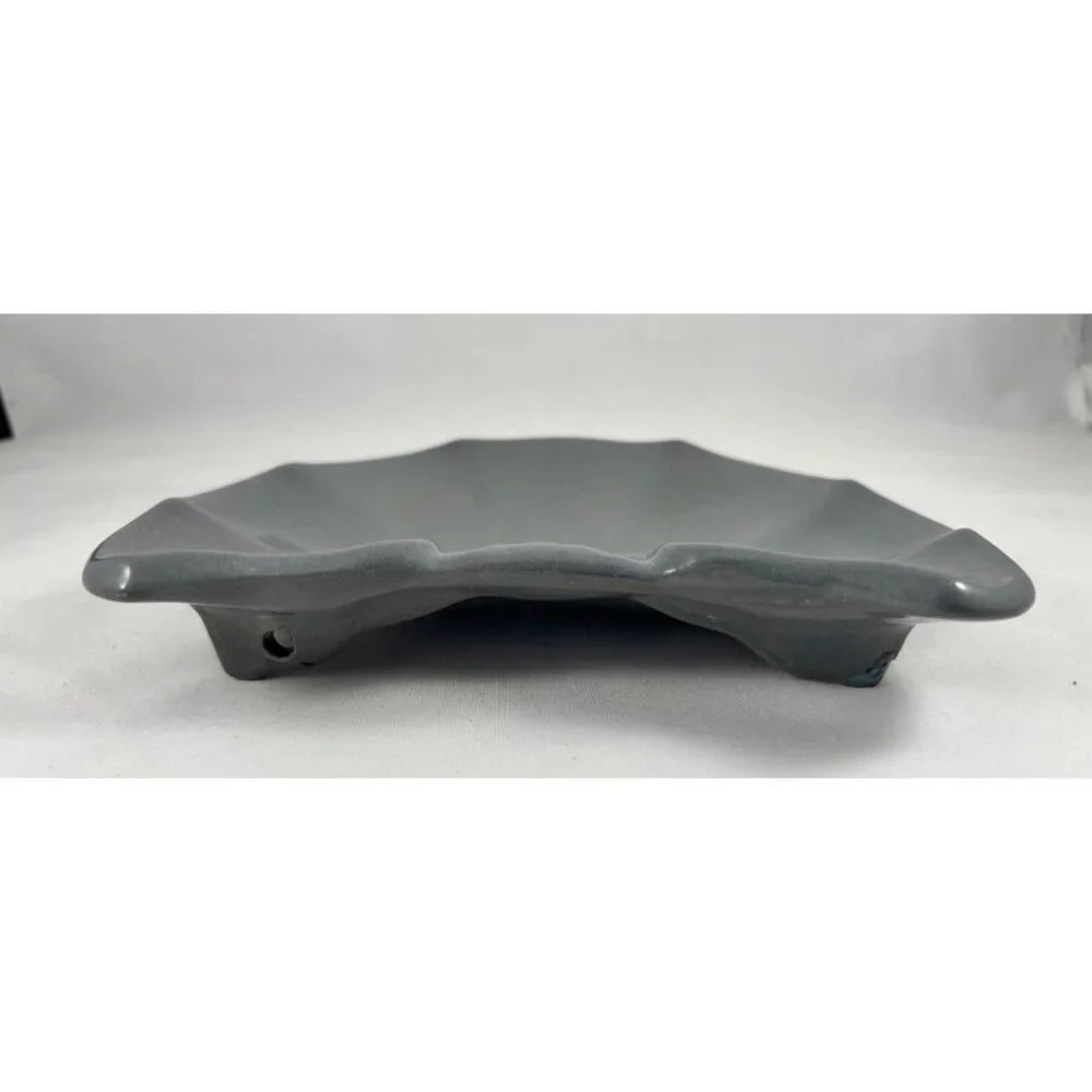 Gray Fan or Shell Shaped Ceramic over Cast Iron Soaph Dish